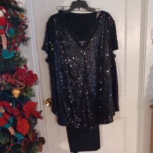 Roaman's 2 Pc. Outfit Swing Short Sleeve Top And Pull On Pants Size 26W